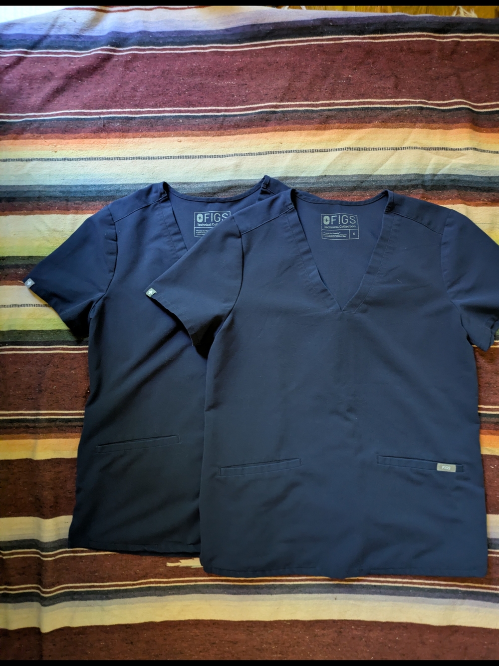 Figs Navy Casma V-Neck Scrub Tops Lot Of 2